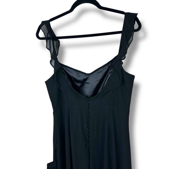 Lulus NWT Dreamy Admiration Black Ruffled Sweetheart Chiffon Maxi Dress Large - Picture 9 of 11